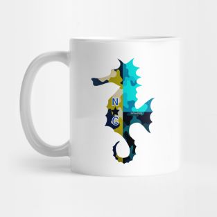 Aqua Camo NC Flag SeaHorse Mug